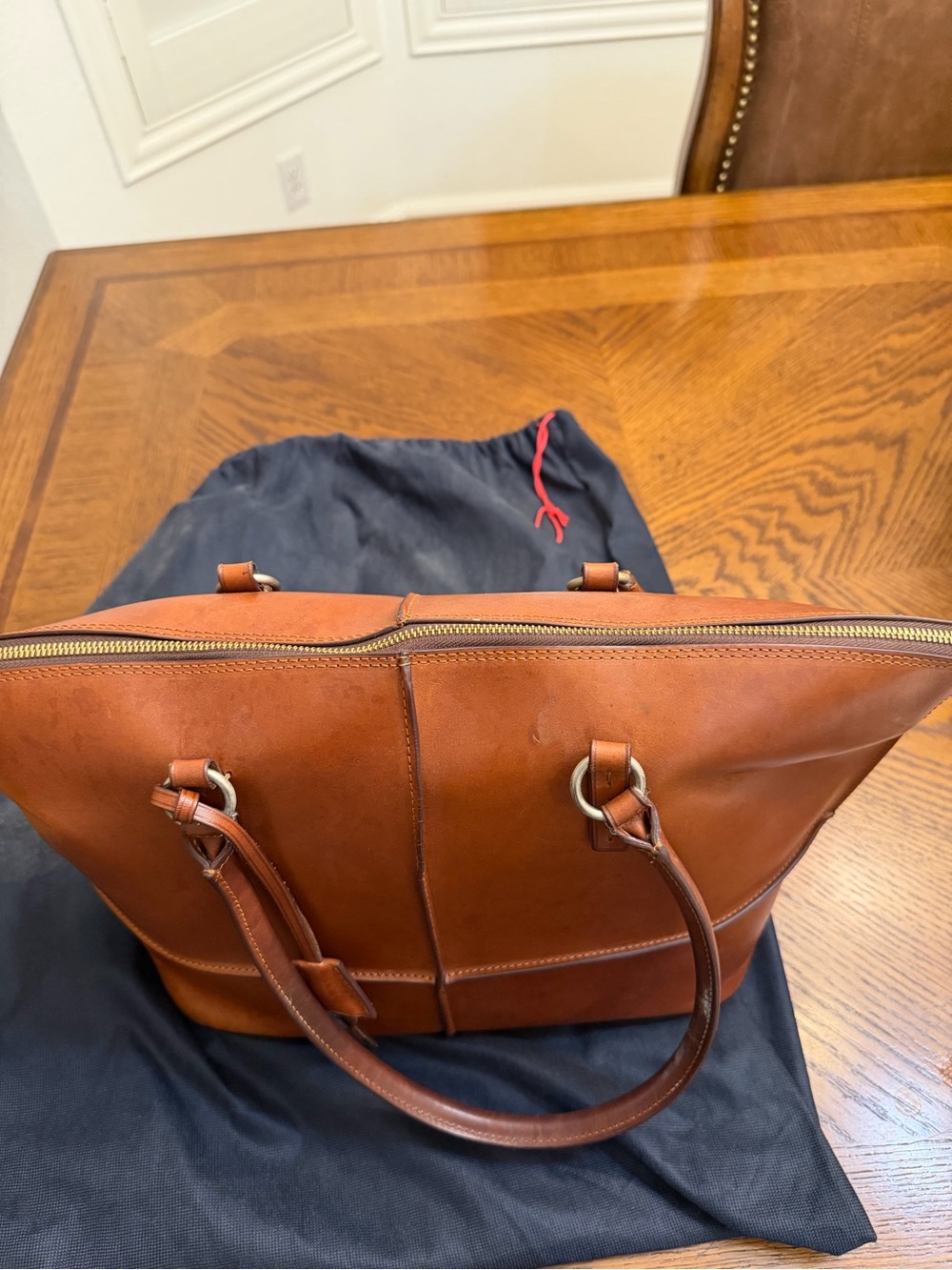 Dooney & Bourke Tan Brown Leather Shoulder Tote - Picture 2 of 10
